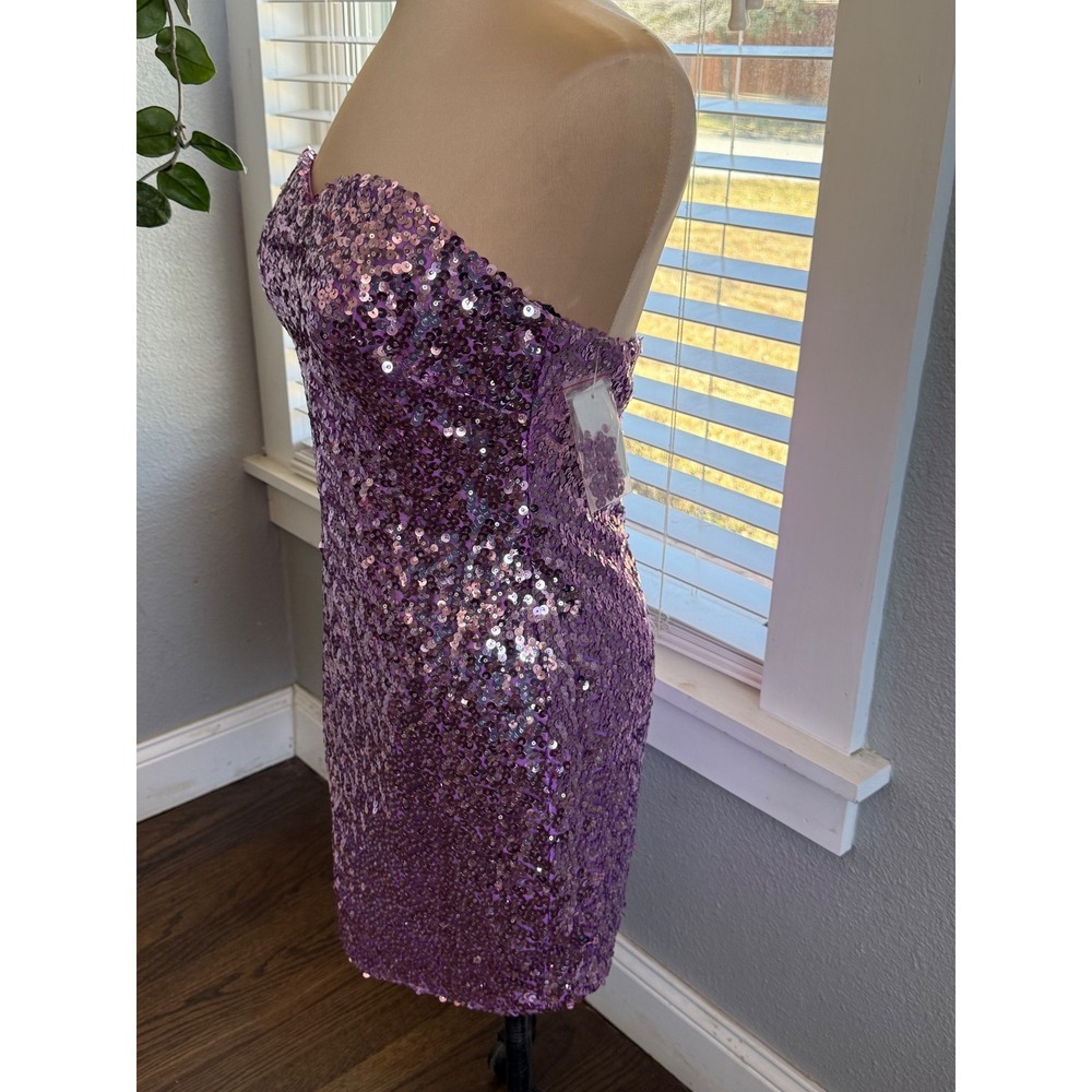 NWT Blush Prom Sequin‎ Strapless Mini Dress Size 6 Sweetheart Neckline - Picture 2 of 4